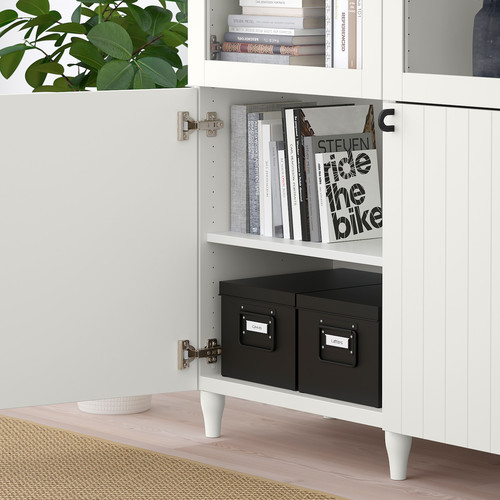 BESTÅ Storage combination w glass doors, white Sutterviken, Sindvik white clear glass, 120x42x202 cm