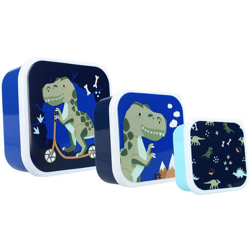 Pret Snack Box Set Lunch Box 3in1 Dino Navy