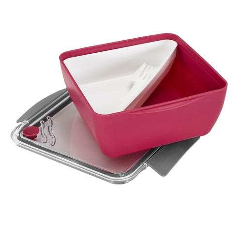Lunch Box Divided with Fork 2.6l, pink