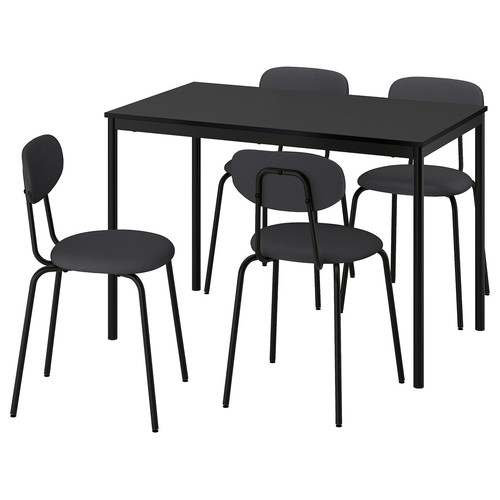 SANDSBERG / ÖSTANÖ Table and 4 chairs, black black/Remmarn dark grey, 110 cm