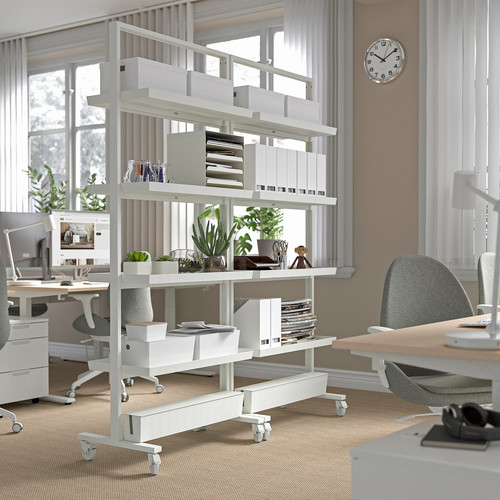 MITTZON Frame w castors/disp shlf/cable box, white, 85x205 cm