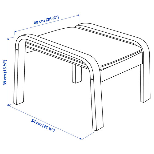 POÄNG Footstool, brown, Hillared beige