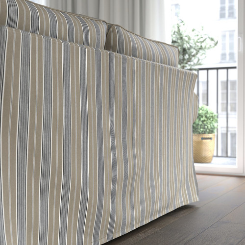 EKTORP Corner sofa, 4-seat, Karlshov beige/multicolour