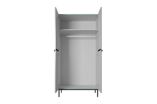 Wardrobe Nicole 100 cm, sage, black handls