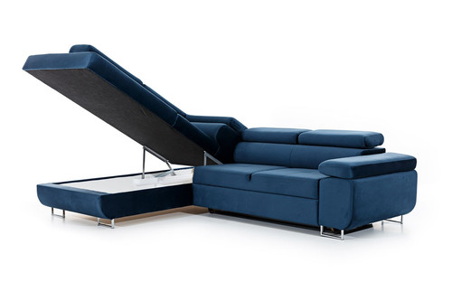 Corner sofa-bed Annabelle, left, dark blue