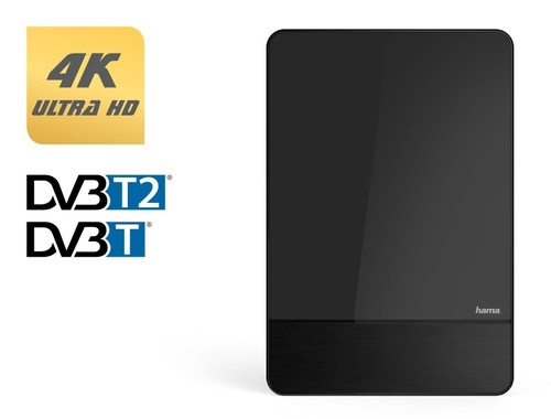 Hama DVB-T/DVB-T2 Indoor Antenna, Performance 45, Flat, Active, black