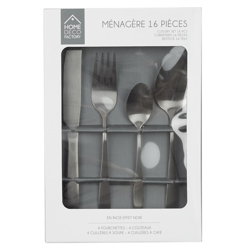 Cutlery Set Charbon 16pcs, black
