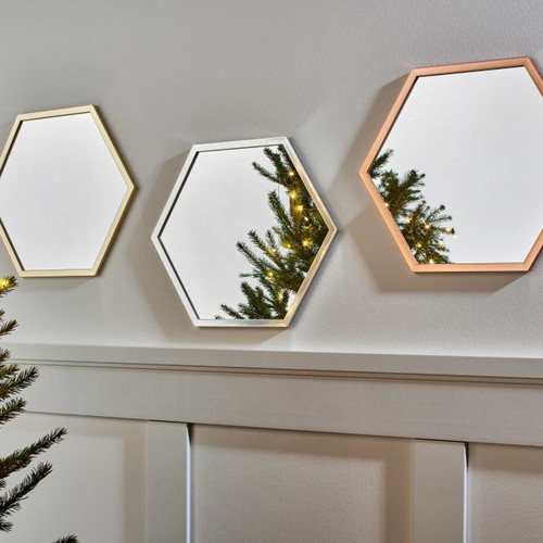 Hexagon Mirror 35x40 cm, gold