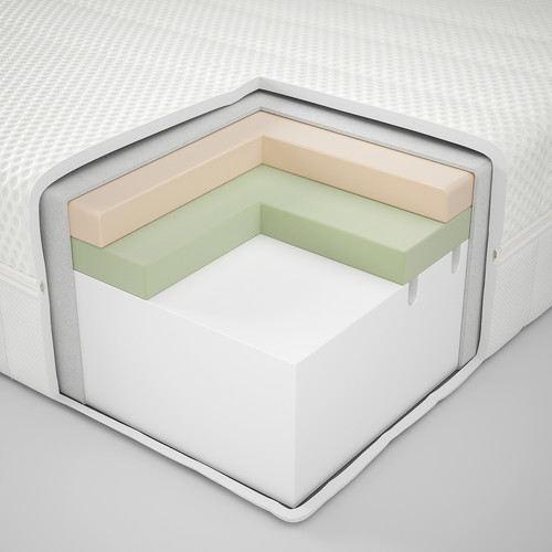 NORDLI Bed frame with storage and mattress, with headboard white/Åkrehamn medium firm, 140x200 cm