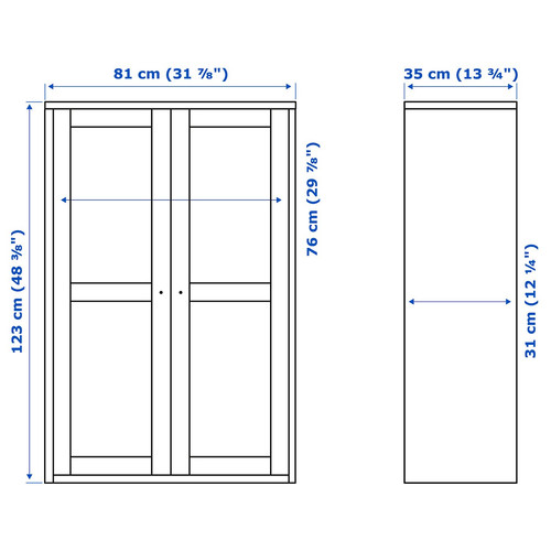 HAVSTA Glass-door cabinet, white, 81x35x123 cm