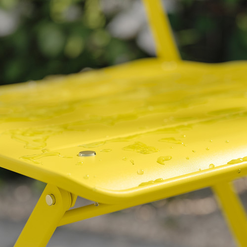 SUNDSÖ Folding chair, bright yellow outdoor