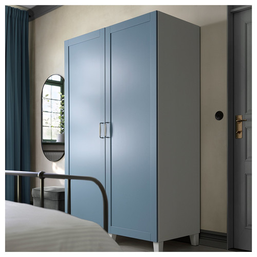 PLATSA Wardrobe with 2 doors, white/Sannidal blue, 120x57x191 cm