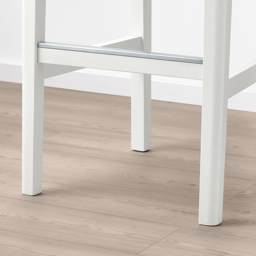 BERGMUND Bar stool with backrest, white, Fågelfors multicolour, 75 cm