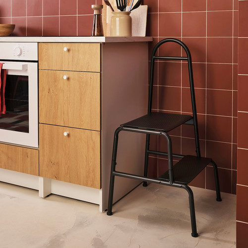 BÄSINGEN Step stool with handrail, 2-steps, anthracite