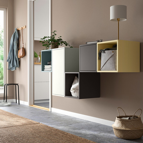 EKET Wall-mounted cabinet combination, white/multicolour, 175x35x70 cm