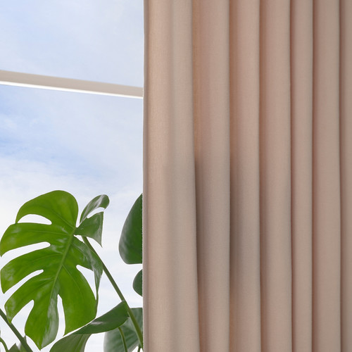 GINSTMOTT Curtains, 1 pair, beige/with heading tape, 145x300 cm