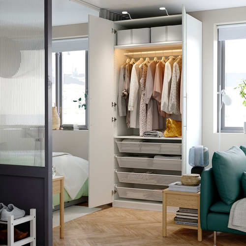 PAX / LINNABERG Wardrobe combination, white/patterned, 100x60x236 cm