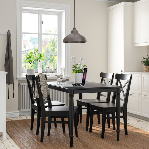 DANDERYD / INGOLF Table and 4 chairs, white/Hallarp beige, 130 cm