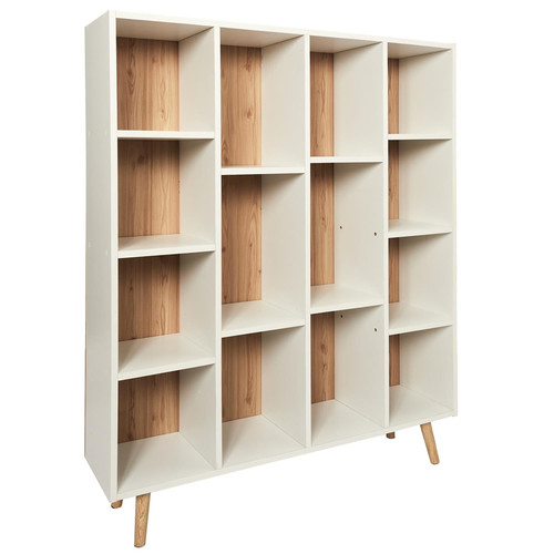 Bookcase Shelving Unit Zuzanne, large, white/natural