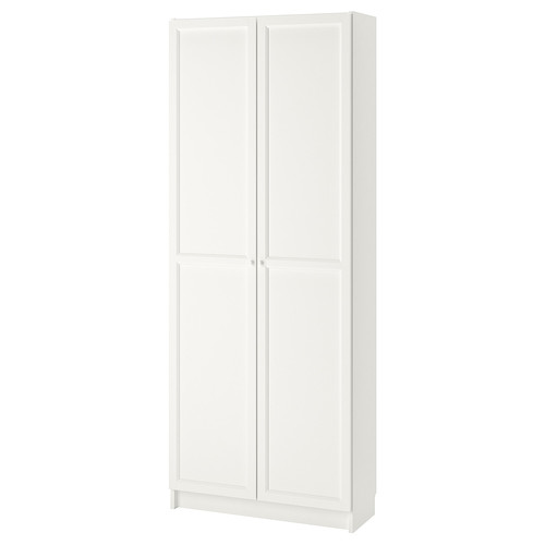 BILLY Bookcase with doors, white, 80x30x202 cm