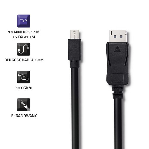 Qoltec Mini DisplayPort v1.1 male DisplayPort v1.1 male | 4K | 1.8m