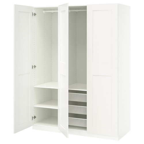 PAX / GRIMO Wardrobe combination, white/white, 150x60x201 cm