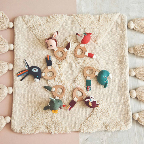 LILLIPUTIENS Rattle with Wooden Teether Alice Fox ECO 3m+