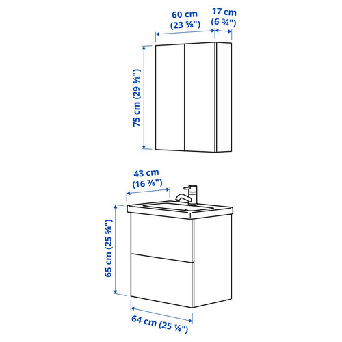 ENHET Bathroom, white, 64x43x65 cm