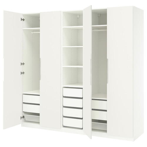 PAX / TONSTAD Wardrobe combination, white/off-white, 250x60x236 cm