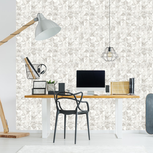 GoodHome Vinyl Wallpaper on Fleece Eudya, white/grey