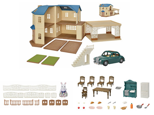 Sylvanian Families Large House with Carport Gift Set 3+