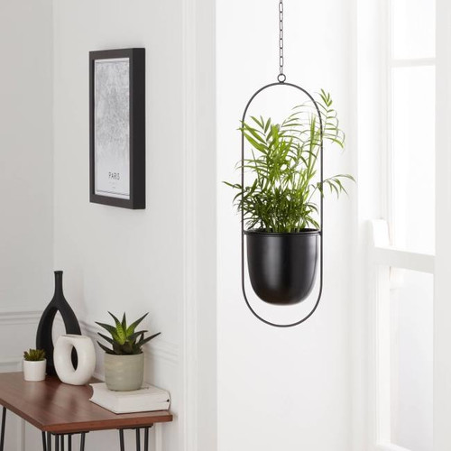 Hanging Plant Pot GoodHome, oval, black