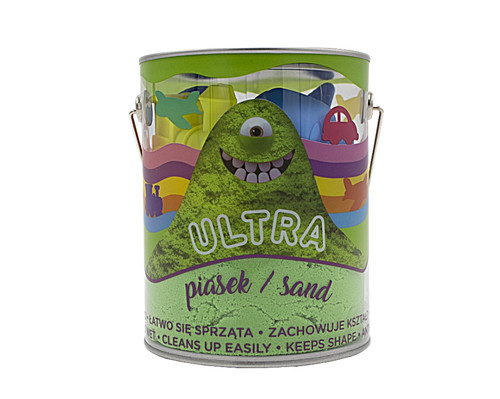 Ultra Sand Can 900g, 4 Moulds & 2 Accessories Green Vehicles 3+