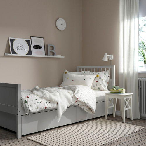 SMYGA Bed frame with storage, light grey, 90x200 cm