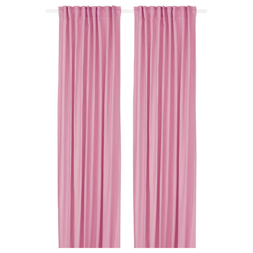 GINSTMOTT Curtains, 1 pair, pink/with heading tape, 145x300 cm