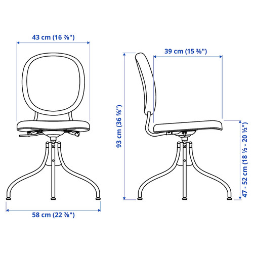 LOMMARP/BJÖRKBERGET Desk and storage combination, and swivel chair blue-green