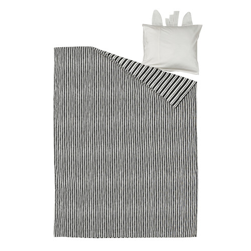 NATTHÄGER Duvet cover and pillowcase, black white/zebra, 150x200/50x60 cm