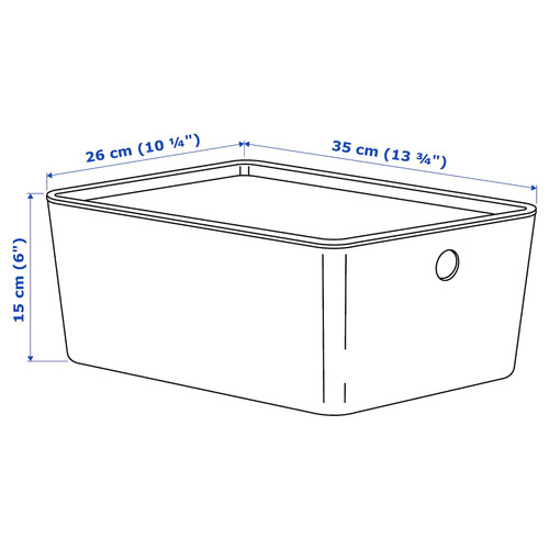 KUGGIS Box with lid, white, 26x35x15 cm