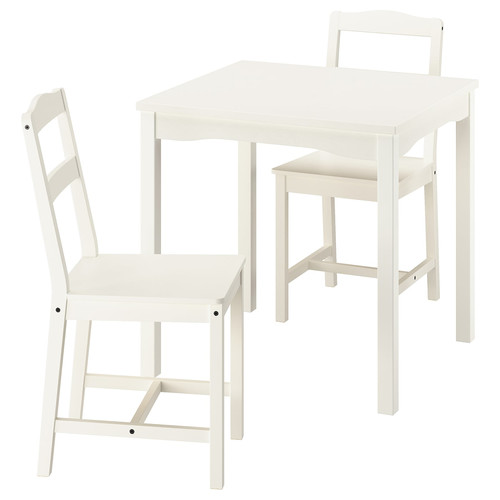 HAUGA / HAUGA Table and 2 chairs, white/white, 74x74 cm