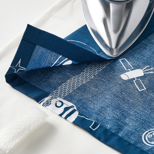 AFTONSPARV Curtains with tie-backs, 1 pair, space blue/white, 120x300 cm