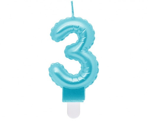 Birthday Candle 3, pearl blue