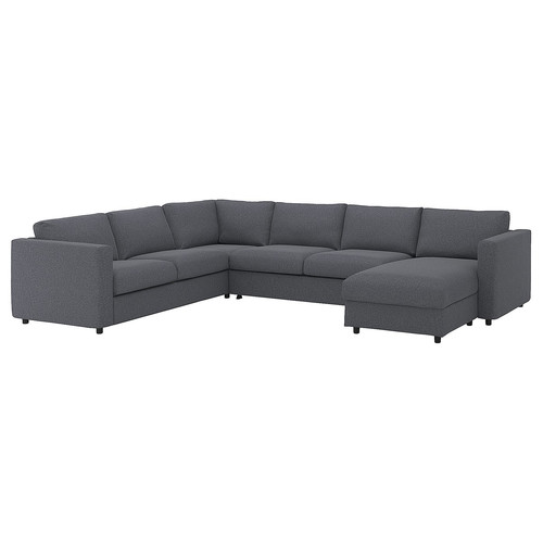 VIMLE Crnr sofa-bed, 5-seat w chaise lng, Gunnared medium grey