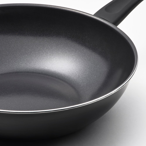 HEMLAGAD Wok with lid, non-stick coating black, 28 cm