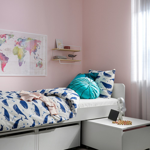 BLÅVINGAD Cushion, coral-shaped/turquoise