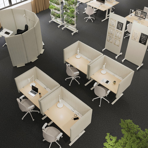 MITTZON Desk sit/stand, electric birch veneer/white, 140x80 cm