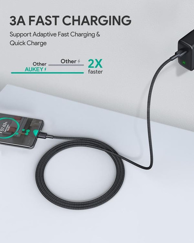 Aukey Cable Quick Charge USB-C to USB-C 0.3m 5Gbps 60W PD 20V CB-CC03 OEM