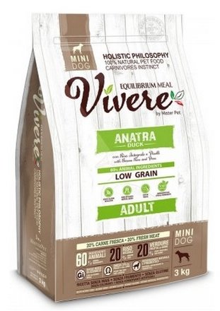 Vivere Dog Dry Food Low Grain Mini Adult Duck 3kg