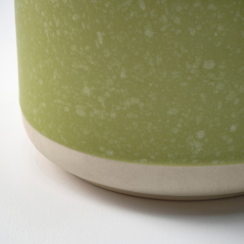 LÖVSKOGSLUND Scented candle in ceramic jar, Apple/bright beige-yellow, 25 hr