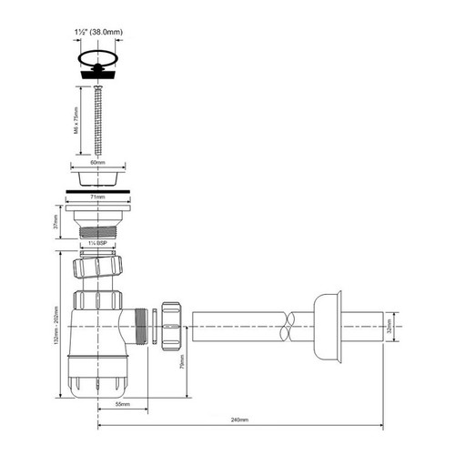 McAlpine Wash Basin Siphon Bottle Trap 1 ¼"