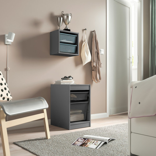 TROFAST Storage combination with boxes, grey/dark grey, 34x44x56 cm